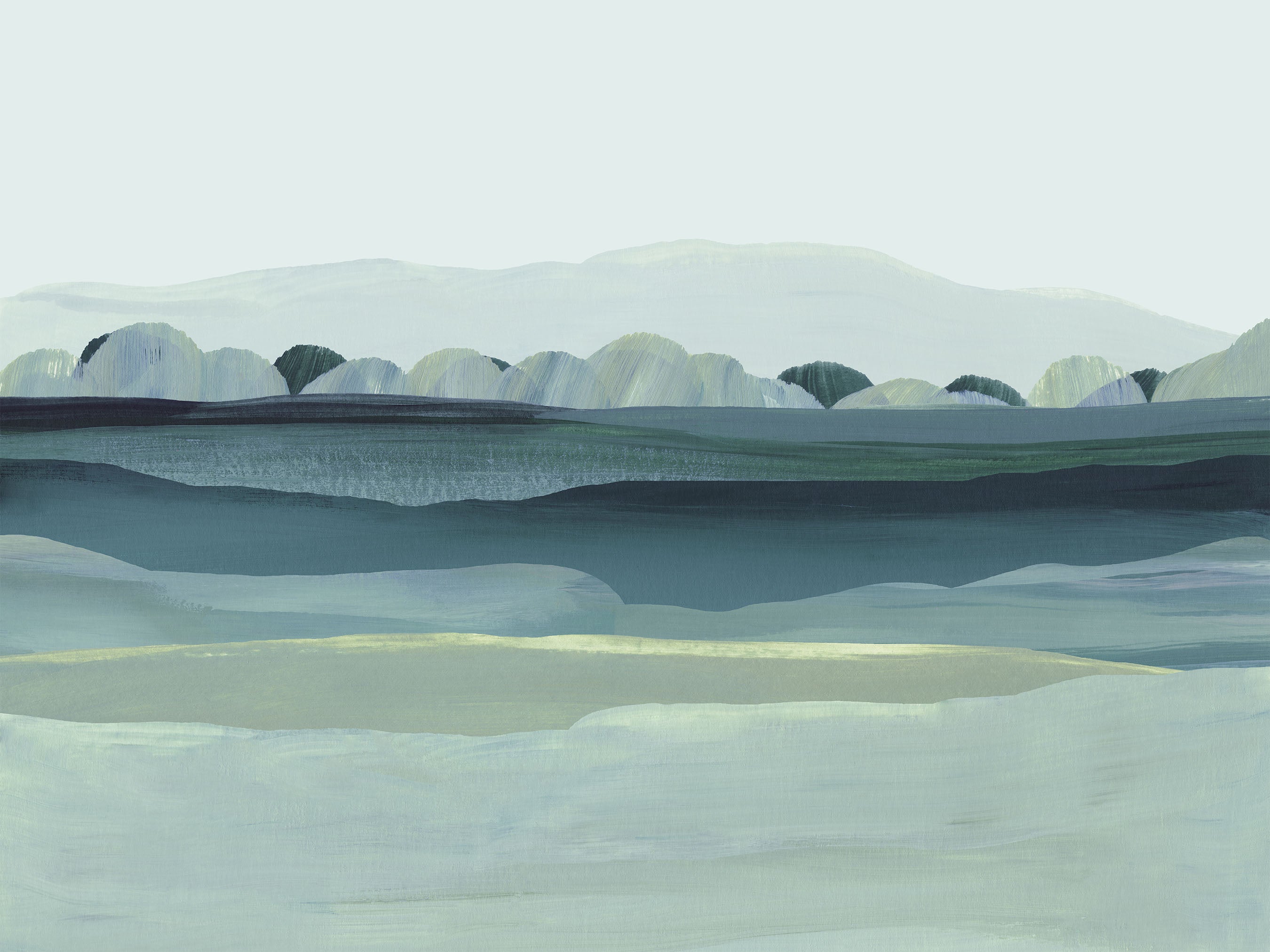 modern acrylic painting of lake michigan