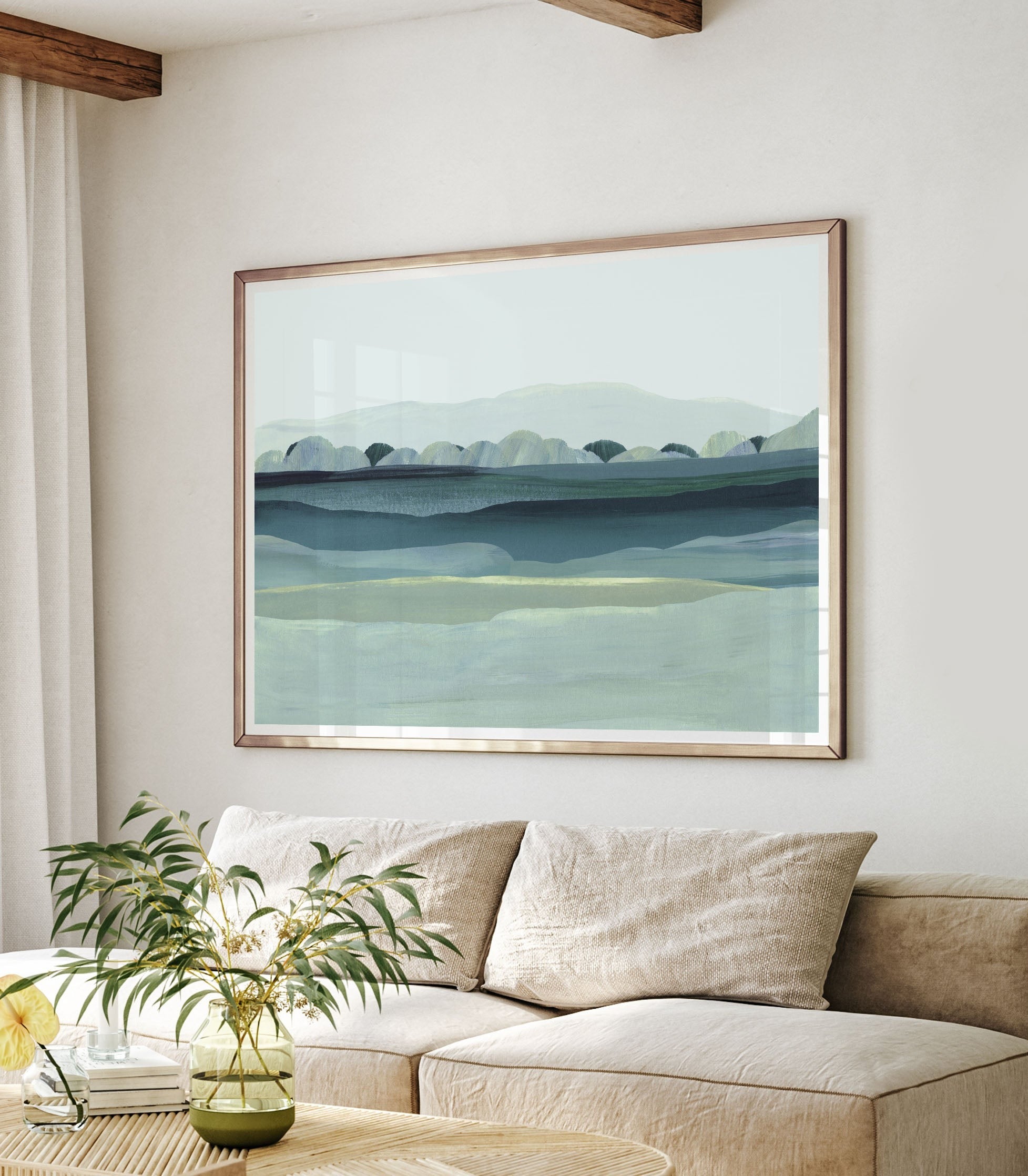 extra large blue landscape wall art