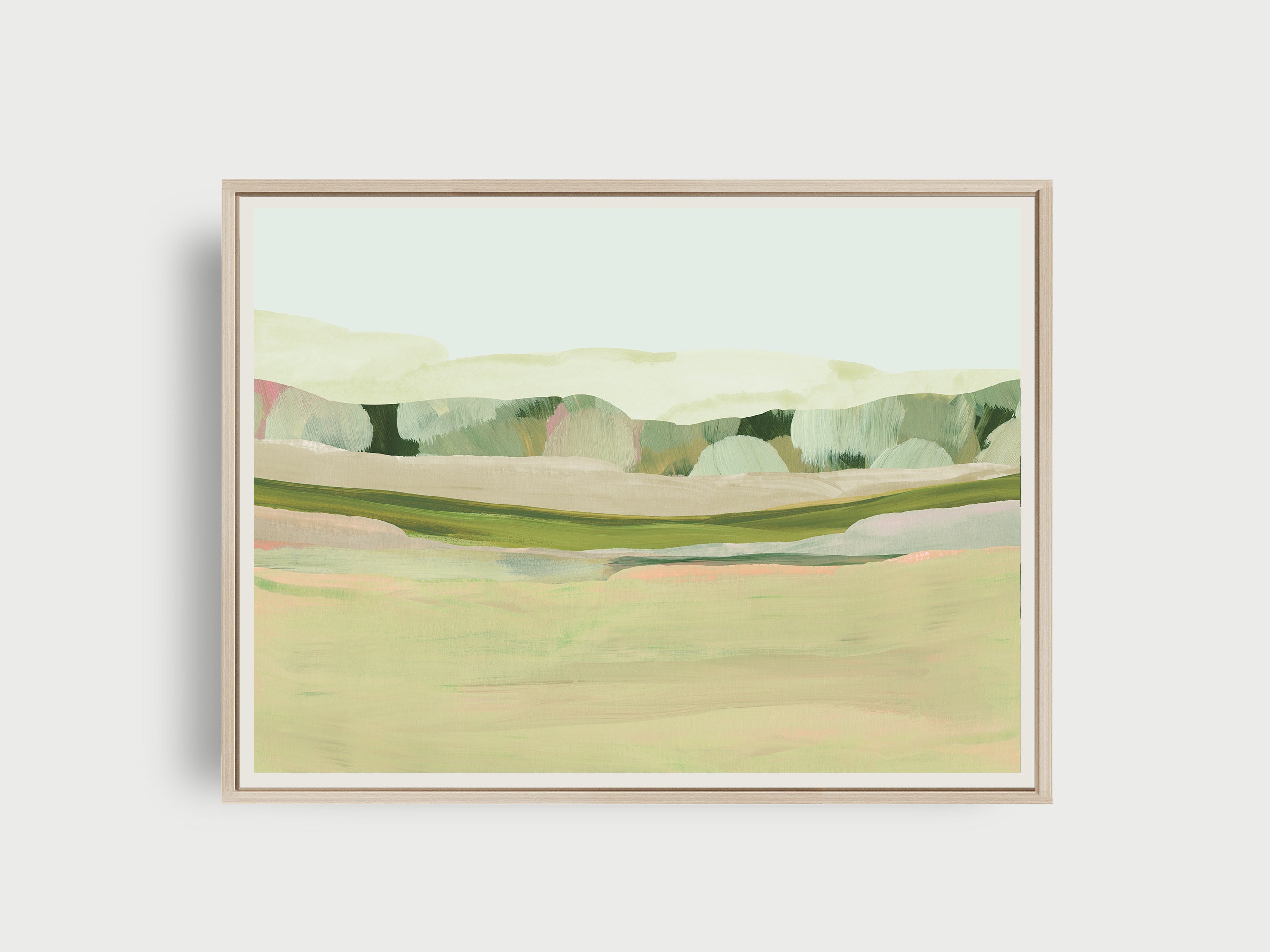 bright yellow and pink landscape art print